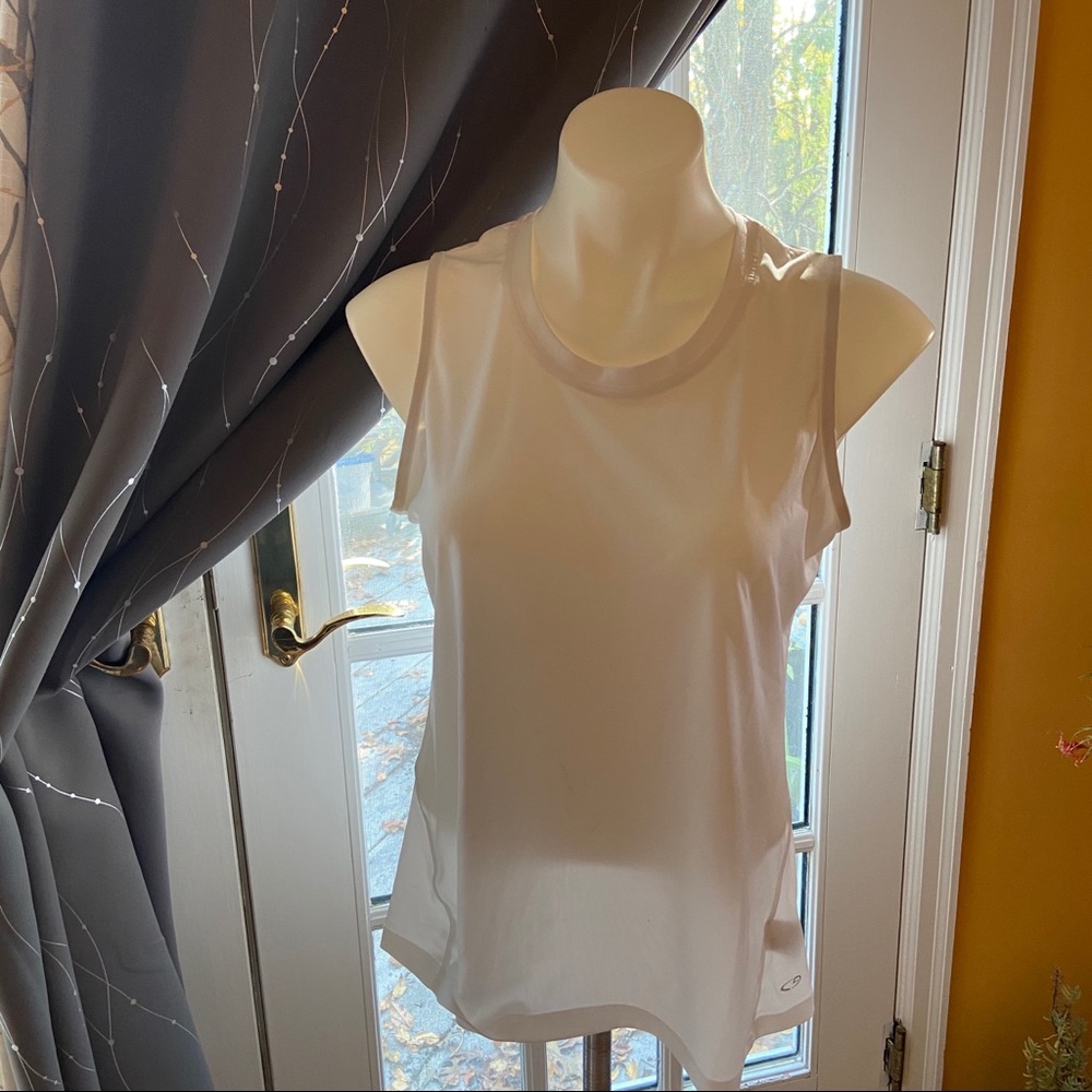 L CHAMPION MESH RACERBACK WHITE TANK TOP
